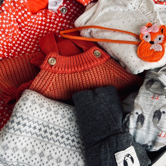 Bespoke 0-3 Fall Collection: Fair isle/romper/peplum jacket/owls/🦉 🦊🧡 - Picture 3 of 16